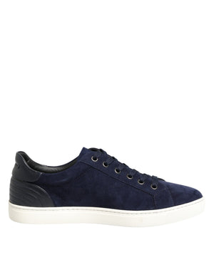 Dolce & Gabbana Blue Leather Suede Low Top Sneakers Shoes