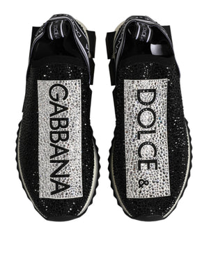 Dolce & Gabbana Black Strass Slip On Men Sorrento Sneakers Shoes