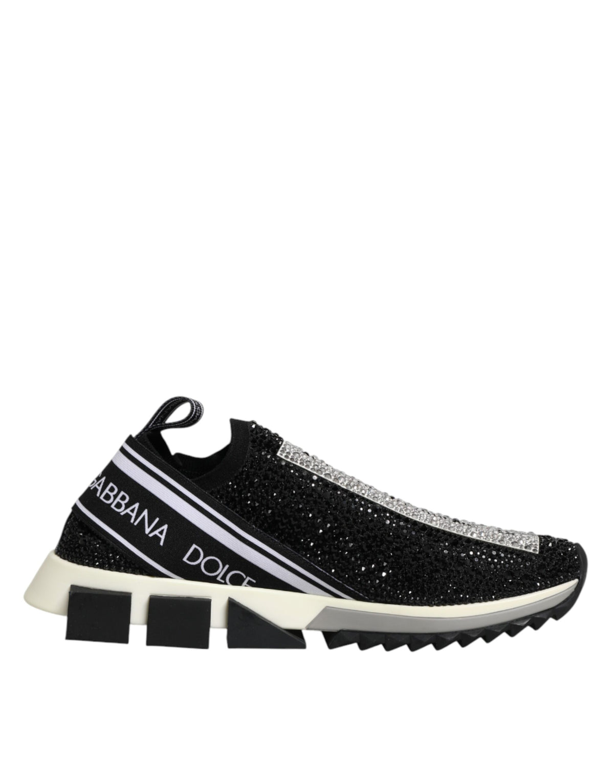 Dolce & Gabbana Black Strass Slip On Men Sorrento Sneakers Shoes