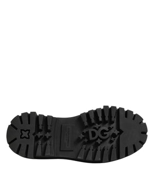 Dolce & Gabbana Black Leather Jeweled Crystals Derby Shoes