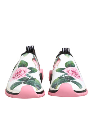 Dolce & Gabbana White Rose Print Sorrento Sneakers Shoes