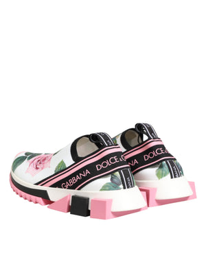 Dolce & Gabbana White Rose Print Sorrento Sneakers Shoes
