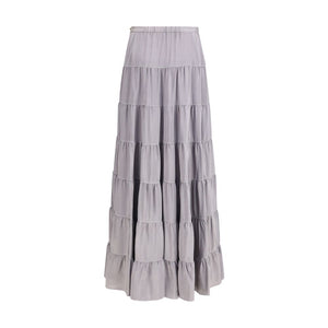 Forte_Forte Gray Silk Long Skirt