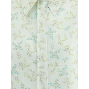 Jil Sander Green Silk Pattern Shirt
