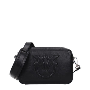 PINKO Black Leather Crossbody Bag