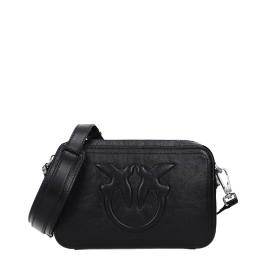 PINKO Black Leather Crossbody Bag