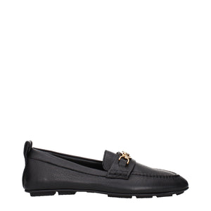 Versace Black Leather Slip-On Loafers