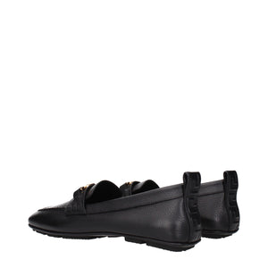 Versace Black Leather Slip-On Loafers