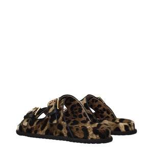 Dolce & Gabbana Beige Velvet Slippers