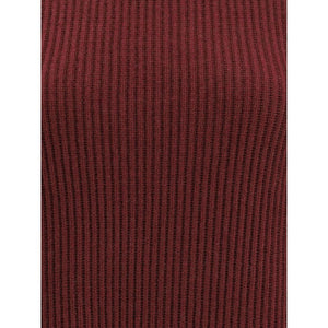 Brunello Cucinelli Bordeaux Fleece Wool Casual Dress