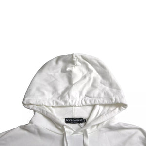 Dolce & Gabbana White Cotton Hooded Pullover Sweatshirt Men