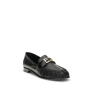 Fendi Black Calf Leather Bos Taurus Slip-On Loafers
