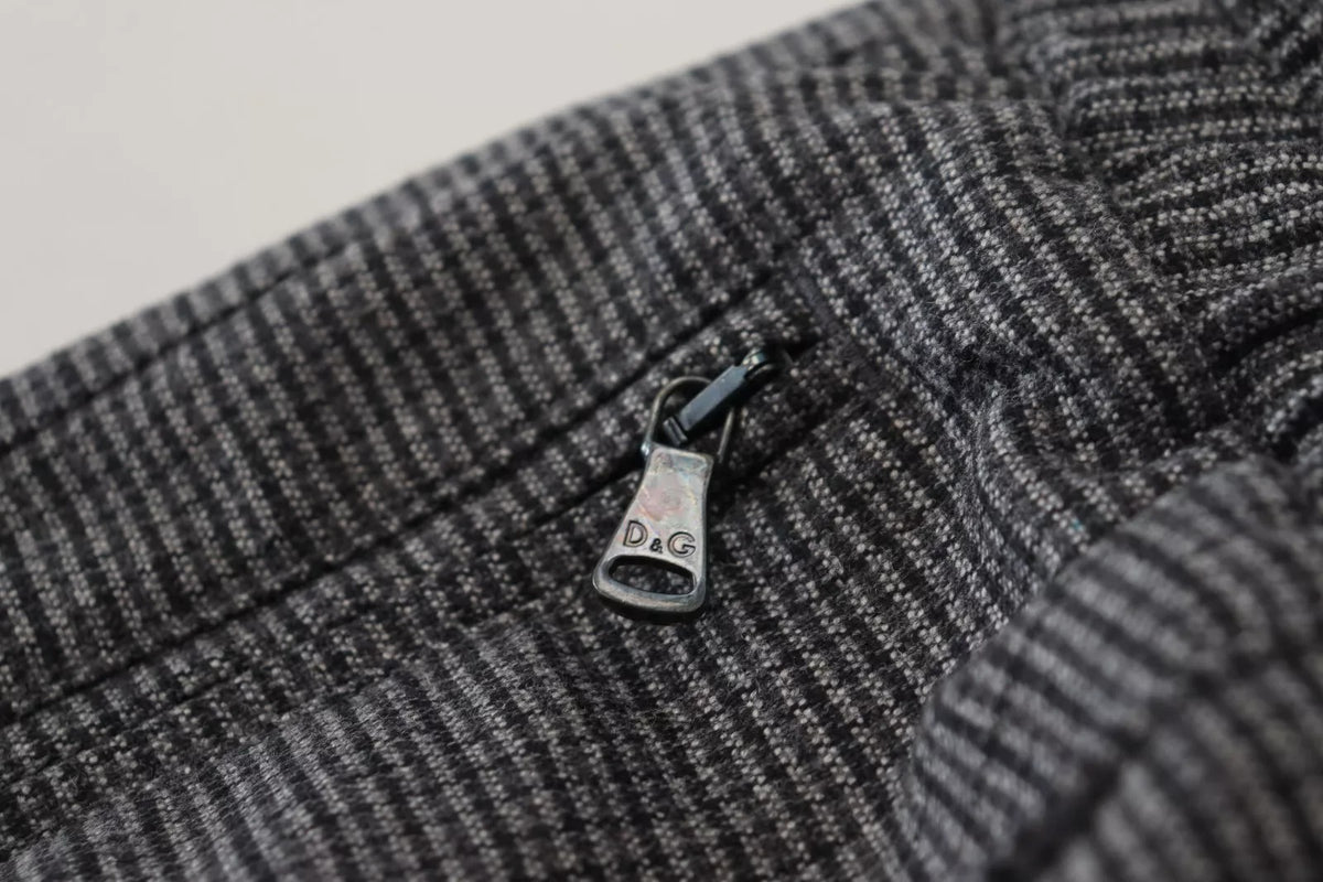 Dolce & Gabbana Gray Striped Wool Skinny Trouser Pants
