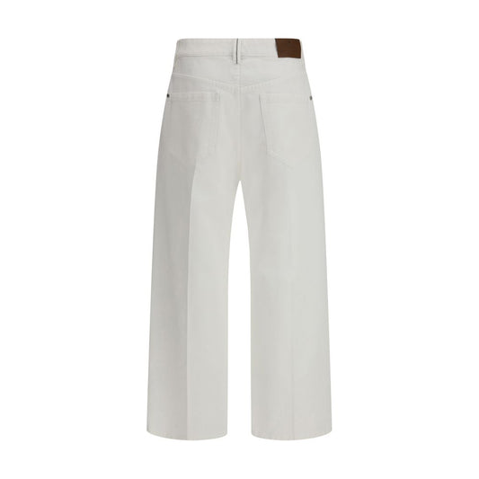 Brunello Cucinelli White Cotton Cropped Jeans