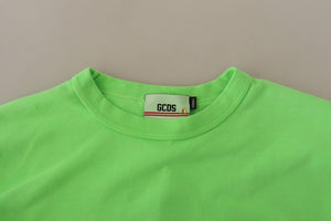 GCDS Mint Green Printed Long Sleeves Cropped Top Sweater