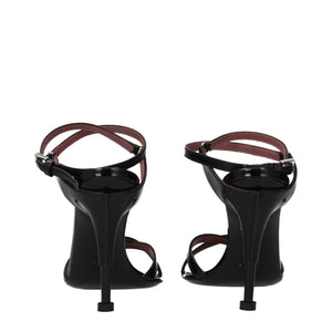 Premiata Black Leather Stiletto Heel Sandals