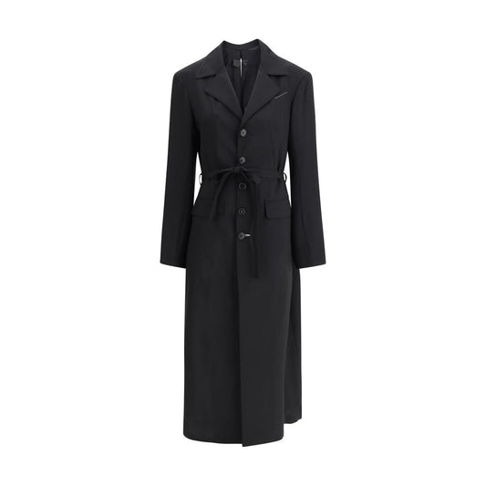 MM6 Black Fleece Wool Coat