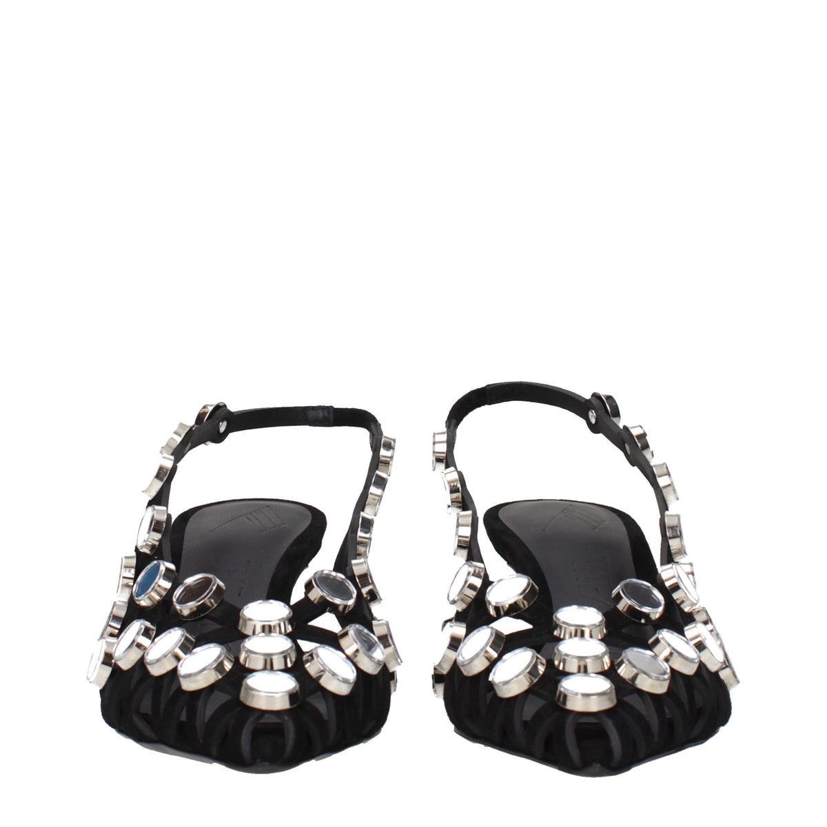 The Attico Black Leather Stiletto Heel Sandals