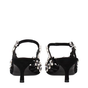 The Attico Black Leather Stiletto Heel Sandals