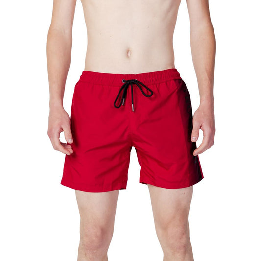 Trussardi Beachwear Red Polyester Swim Shorts