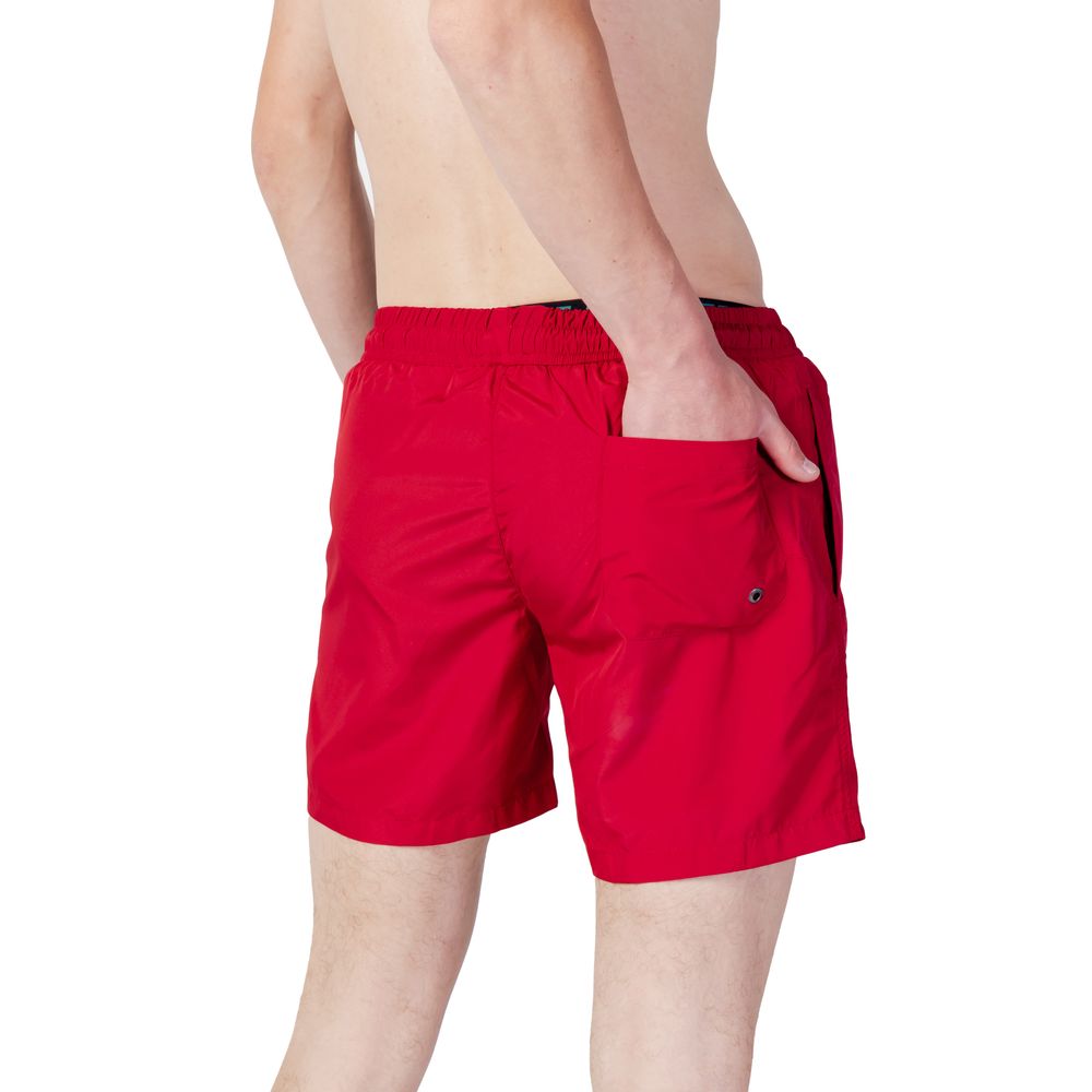 Trussardi Beachwear Red Polyester Swim Shorts