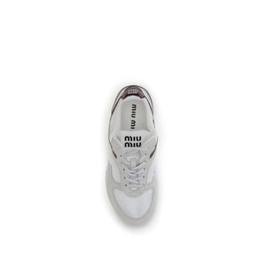 Miu Miu White Calf Leather Bos Taurus Athletic Sneakers