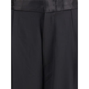 SA SU PHI Black Silk Casual Pants