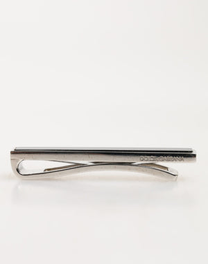 Dolce & Gabbana Silver Tone Brass Logo Branded Men Accessory Tie Clip Bar