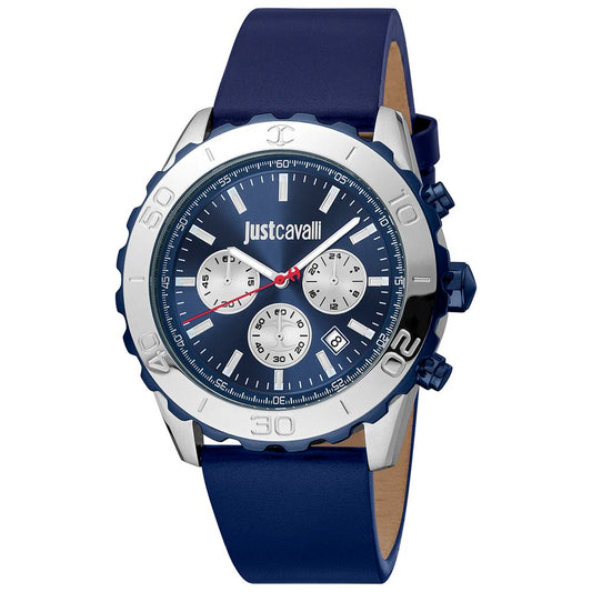 Just Cavalli Blue Leather Sport Watch
