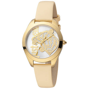 Just Cavalli Beige Leather Dress Watch