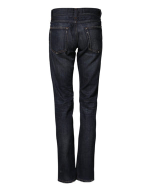 Dolce & Gabbana Dark Blue Watch GOLD Men Skinny Denim Jeans