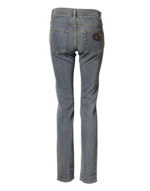 Dolce & Gabbana Blue Two Tone Cotton Men Skinny Denim Jeans