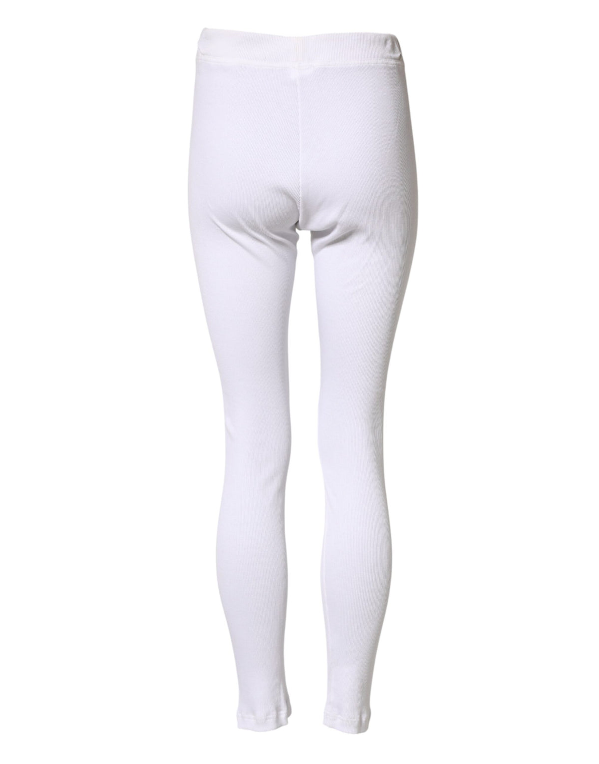 Dolce & Gabbana White Cotton Mid Waist Tights Leggings Pants