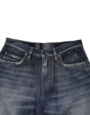 Dolce & Gabbana Blue Cotton Distressed Denim Bermuda Shorts