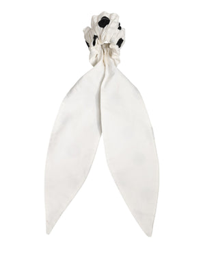 Dolce & Gabbana Scrunchie White Cotton Polka Dot Scarf Tie Accessory Hair