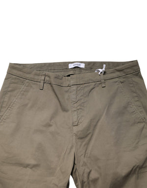 Dondup Beige Cotton Stretch Straight Chino Men Trouser Pants
