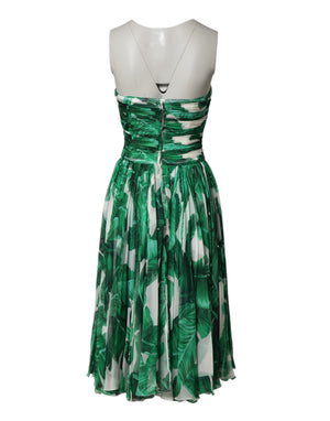 Dolce & Gabbana Green Pineapple Embellished BananaLeaf Dress