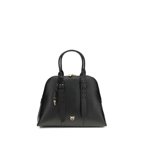 PINKO Black Calf Leather Bos Taurus Shoulder Bag