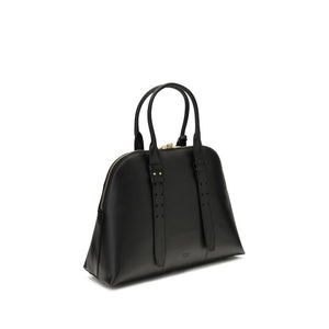 PINKO Black Calf Leather Bos Taurus Shoulder Bag