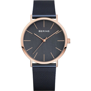 BERING Navy Blue Stainless Steel Dress Watch