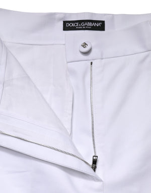 Dolce & Gabbana White Cotton High Waist WideLeg Cropped Pants