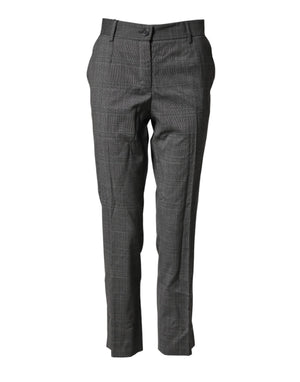 Dolce & Gabbana Dark Gray Check Tartan VirginWool Dress Pants