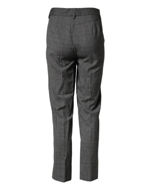 Dolce & Gabbana Dark Gray Check Tartan VirginWool Dress Pants