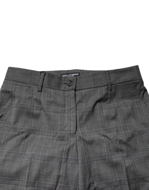 Dolce & Gabbana Dark Gray Check Tartan VirginWool Dress Pants