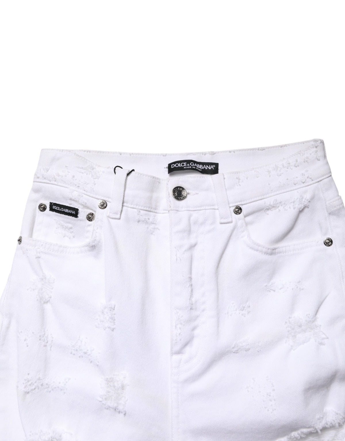 Dolce & Gabbana White Distressed High Waist Denim Jeans