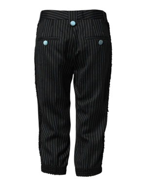 Dolce & Gabbana Black Wool Stripes Cropped Trouser Pants