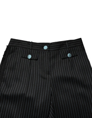 Dolce & Gabbana Black Wool Stripes Cropped Trouser Pants