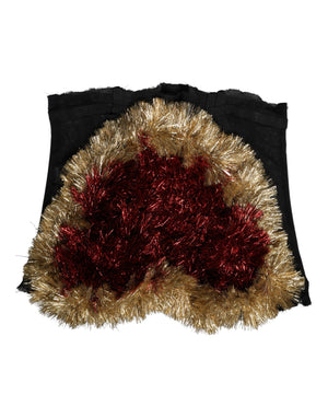 Dolce & Gabbana Black Gold Heart Bustier Corset Tinsel Top