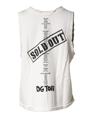 Dolce & Gabbana White Graphic CrewNeck Sleeveless Tank T-shirt