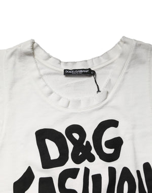 Dolce & Gabbana White Graphic CrewNeck Sleeveless Tank T-shirt